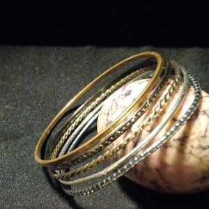 Elegant 5 Gold and Silver Bangle Set